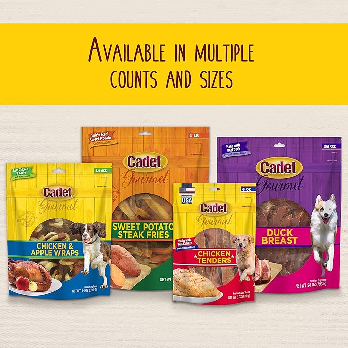 Cadet Gourmet Sweet Potato Fries Dog Treats - Healthy & Natural Sweet Potato Dog Training Treats for Small & Large Dogs - Inspected & Tested in USA (8 oz.)