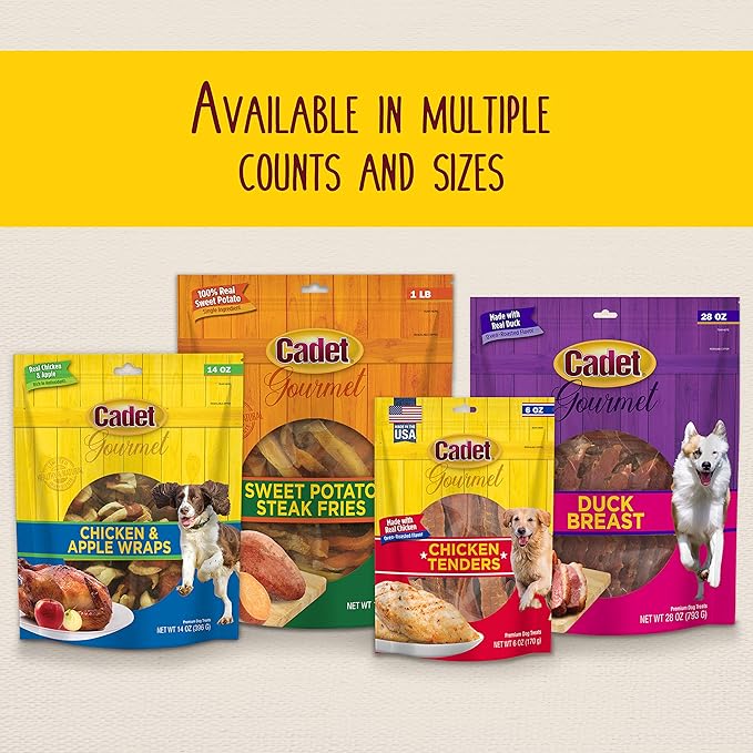 Cadet Gourmet Sweet Potato Fries Dog Treats - Healthy & Natural Sweet Potato Dog Training Treats for Small & Large Dogs - Inspected & Tested in USA (1 lb.)