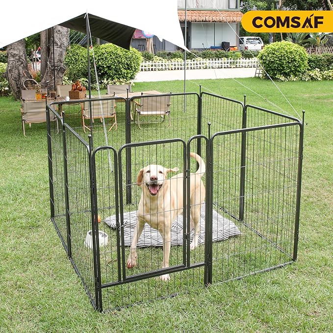 ComSaf Dog Playpen Outdoor, 40" Height 8 Panels Metal Dog Fence,Playpen for Large/Medium Dogs, Portable dog Playpen for Outdoor