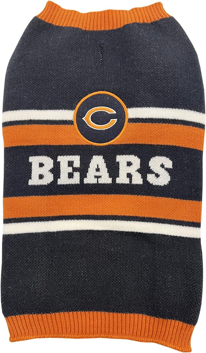 Pets First NFL Chicago Bears Dog Sweater, Size Large. Warm and Cozy Knit Pet Sweater with NFL Team Logo, Best Puppy Sweater for Large and Small Dogs, Team Color (CHI-4179-LG)