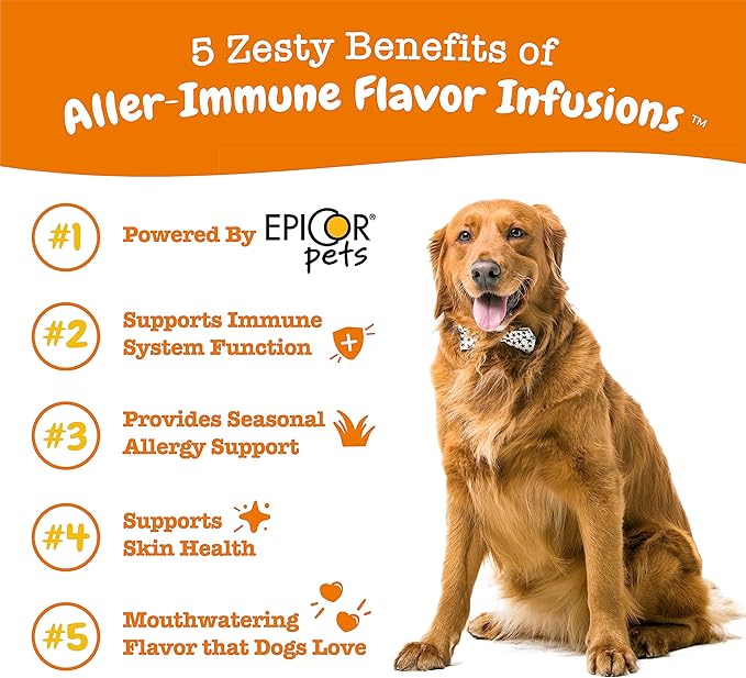 Zesty Paws Allergy & Immune Flavor Infusions for Dogs - with Omega 3 Salmon Oil for Sensitive Skin, EpiCor Pets, Colostrum & Quercetin - Supports Seasonal Allergies - Chicken Flavor - 16 fl oz