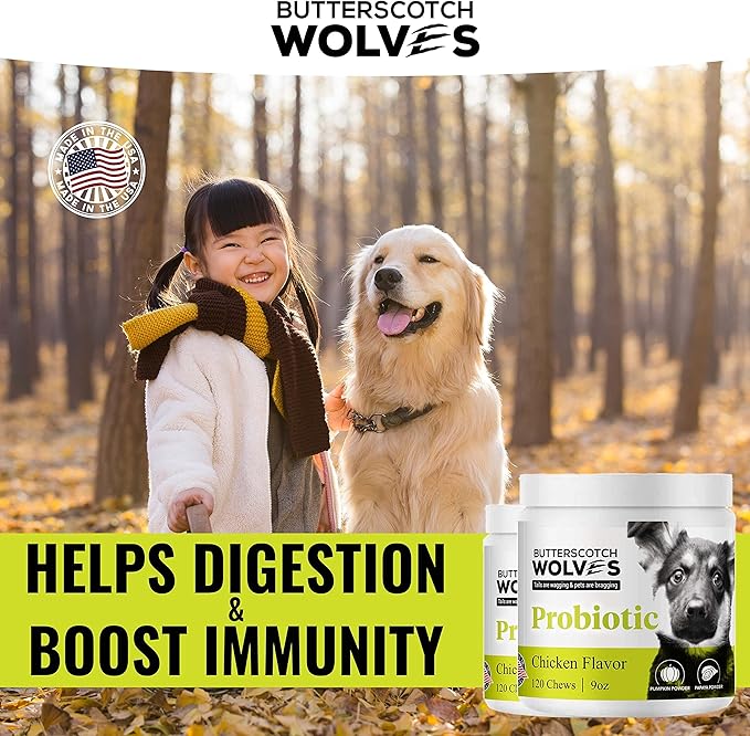 Probiotics for Dogs Supplement | Digestive and Immune Health Support Dog Vitamins with Probiotic Blend and Pumkin Powder | Approximately 120 Probiotic Chews for Dogs