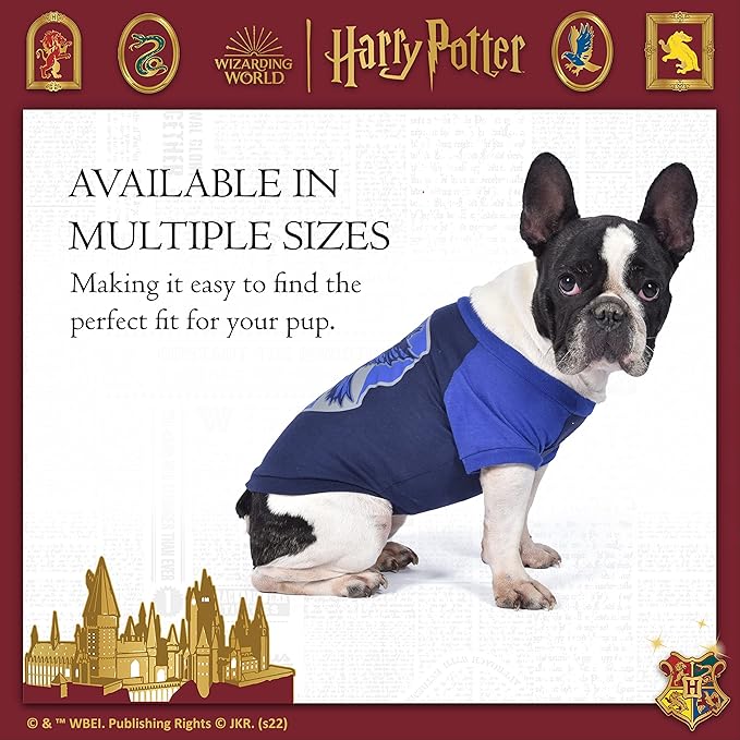 Harry Potter Ravenclaw Pet T-Shirt in Size Extra Small| XS Dog T-Shirt, Harry Potter Dog Shirt | Harry Potter Dog Apparel & Accessories for Hogwarts Houses, Ravenclaw, FF18875,Blue