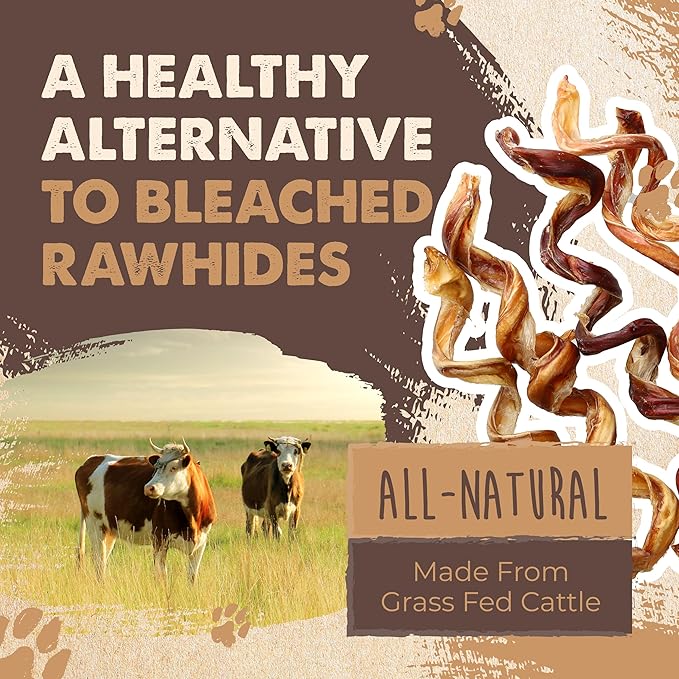 Mighty Paw Naturals Curly Bully Sticks for Dogs - Grass Fed Beef Dog Chews. Dog Bully Sticks for Large Dogs, Medium, Small Breeds. Lower Odor Bully Sticks for Small Dogs. Single Ingredient 12”, 5 Pack