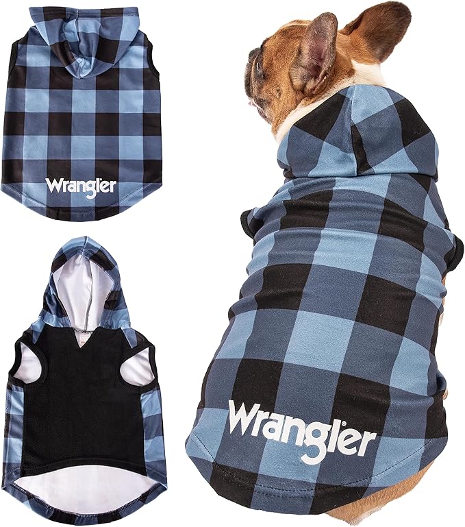 Wrangler Dog Hoodie – Fleece Dog Sweater with Leash Hole, Cold Winter Dog Sweatshirt for Small Medium & Large Size Dogs, Premium Dog Clothes, Fall Dog Sweaters Pullover Hoodie, Cozy Warm Dog Outfit