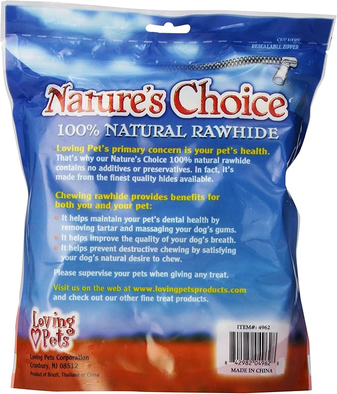Loving Pets Nature's Choice - White Knotted Rawhide Bones for Dogs, 3 Pack of 6-7" Bones (for dogs 20-65 lbs)