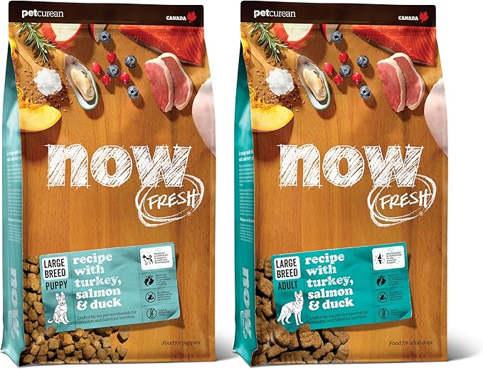 Bundle of Now Fresh Grain Free Dog Food, 12 lb - Large Breed Puppy Food Recipe + Now Fresh Grain Free Dog Food, 25 lb - Large Breed Adult Dog Food Recipe