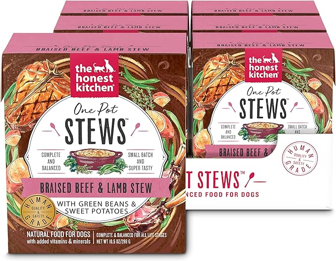 The Honest Kitchen One Pot Stews: Braised Beef & Lamb Stew with Green Beans & Sweet Potatoes Wet Dog Food, 10.5 oz x6