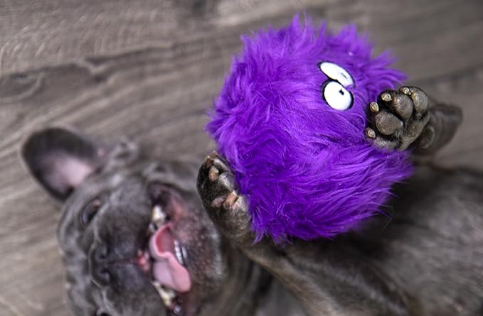 goDog Furballz Squeaky Plush Ball Dog Toy, Chew Guard Technology - Purple, Small