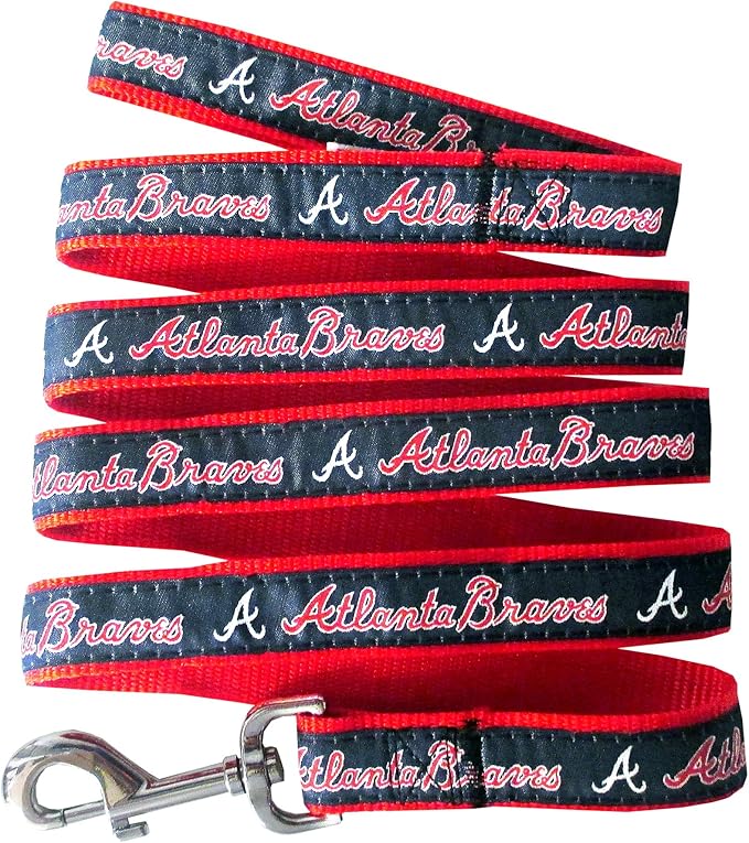 MLB PET Leash, Small, Atlanta Braves Dog Leash, Baseball Team Leash for Dogs & Cats. A Shiny & Colorful Dog & Cat Leash with Emboridered Team Name/Logo Licensed by the MLB