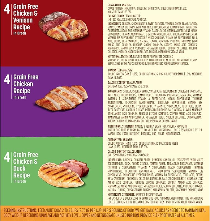 Nature's Recipe Grain Free Large Breed Chicken, Sweet Potato & Pumpkin 24 Pounds Dry Dog Food + Grain Free Chicken Recipes Variety Pack 2.75 Ounce (Pack of 24) Wet Dog Food Bundle