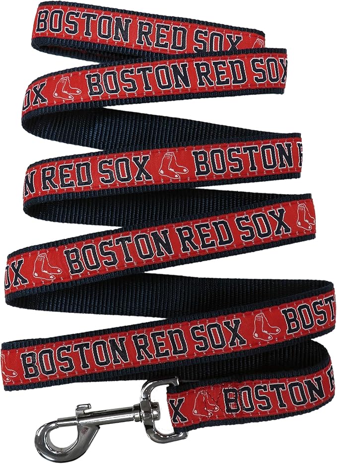MLB PET Leash, Large, Boston Red Sox Dog Leash, Baseball Team Leash for Dogs & Cats. A Shiny & Colorful Dog & Cat Leash with Emboridered Team Name/Logo Licensed by the MLB