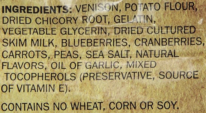Evanger's Nothing But Natural Venison Jerky Treats for Dogs 4.5 oz Bag
