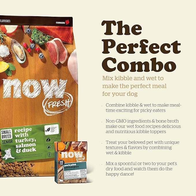 Now Fresh Grain Free Small Breed Dog Food, 22 lb - Dry Dog Food Senior Recipe - Healthy Diet with Probiotics & Real Meat & Fish for Protein