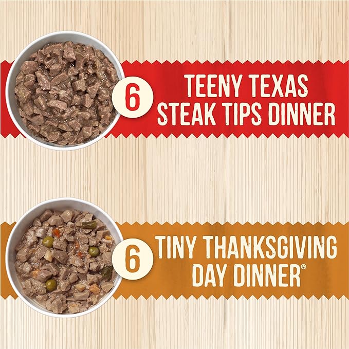 Merrick Lil’ Plates Grain Free Dinner Duos Soft Natural Wet Small Dog Food Variety Pack, Beef and Turkey - (Pack of 1) 2.6 lb. Tubs