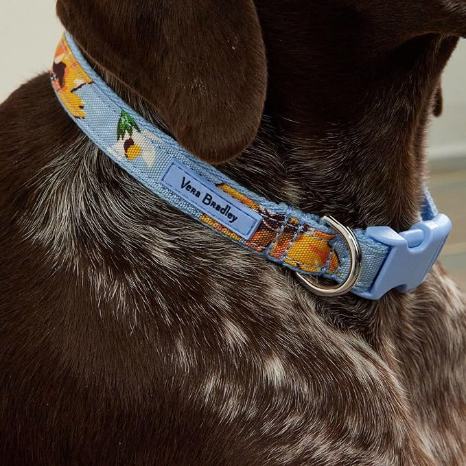 Vera Bradley Women's Recycled Lighten Up Water-repellent Adjustable Pet Collar, Ribbons Plaid, Medium