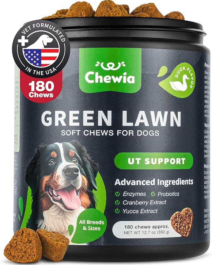 Grass Burn Spot Chews for Dogs - Dog Urine Neutralizer for Lawn - Grass Savers for Dog Urine - Dog Pee Lawn Spot Saver Caused by Dog Urine - Grass Treatment Rocks - Probiotics, Enzymes & Multivitamins