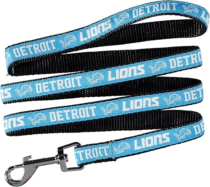 NFL PET Leash, Small, Detroit Lions Dog Leash, Football Team Leash for Dogs & Cats. A Shiny & Colorful Dog & Cat Leash with Embroidered Team Name/Logo Licensed by the NFL