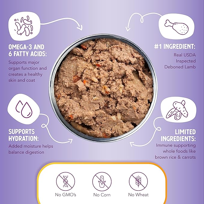 Health Extension Wet Dog Food Canned, Natural Food for all Puppies & Dogs with added Vitamins & Mineral, Lamb Entree (12.5 Oz / 374 g) (Pack of 12)