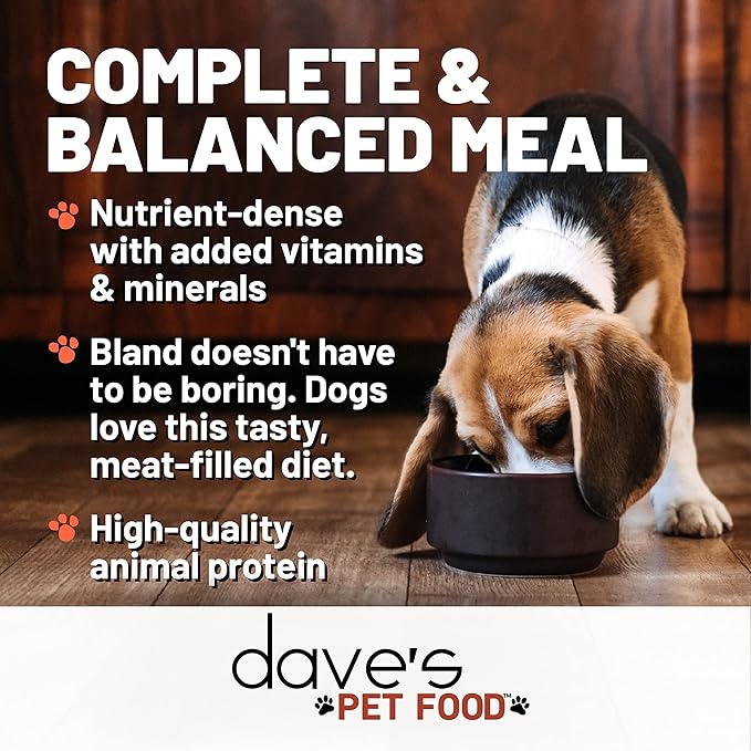 Dave's Pet Food Bland Diet Dog Food (Chicken & Rice), Easy to Digest, Gluten-Free Canned Wet Dog Food for Sensitive Stomach, Dave's Dog Food, 13.2 Ounce (Pack of 12)