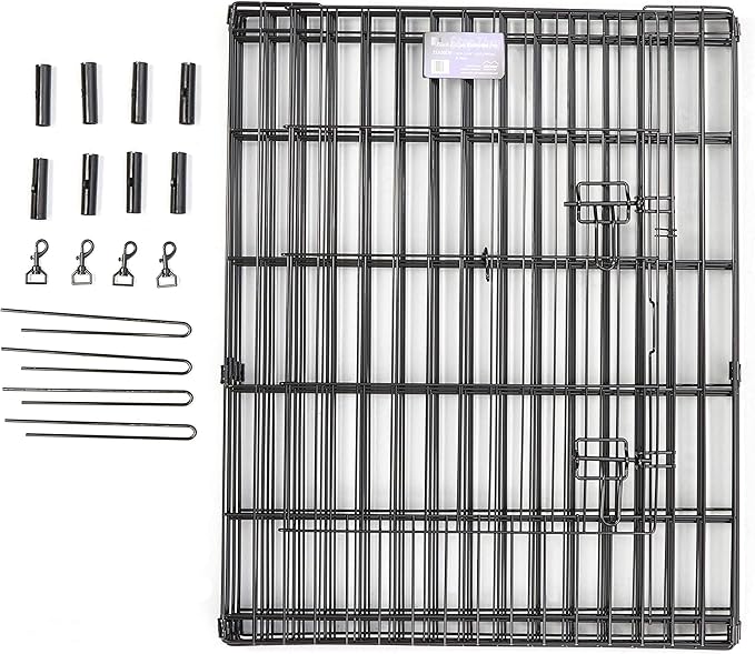 MidWest Homes for Pets Foldable Metal Dog Exercise Pen / Pet Playpen, Black w/ door, 24'W x 48'H, 1-Year Manufacturer's Warranty