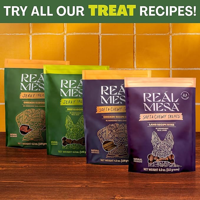 Real Mesa Beef Kabob Treats for Dogs - Dog Jerky - All-Natural, High-Protein Beef Dog Treats - Delicious & Healthy Dog Beef Jerky Snacks (4.5oz)