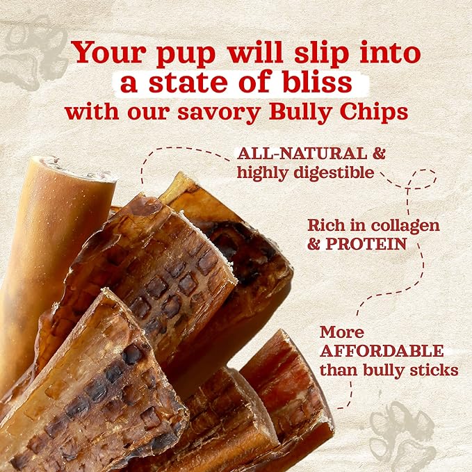 Natural Farm Bully Chips (4-6 Inch, 8 Oz.), Digestible Beef Cheek from Grass-Fed Cows, Non-GMO, Grain-Free, Natural Long-Lasting Dog Chews for Small, Medium & Large Dogs, Great Rawhide Alternative