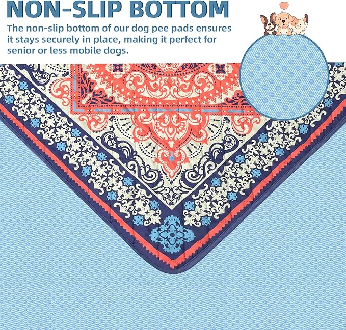 Washable Pee Pads for Dogs- 2 Packs Super Absorbent Reusable Puppy Pads 100% Waterproof Dog Pee Pads Washable Puppy Pads Non-Slip Whelping Pads Leakproof Urine Dog Training Pads 18''x24''