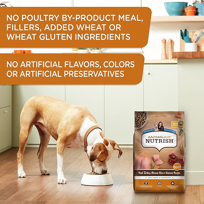 Rachael Ray Nutrish Dry Dog Food, Turkey, Brown Rice & Venison Recipe for Weight Management, 5.5 Pound Bag
