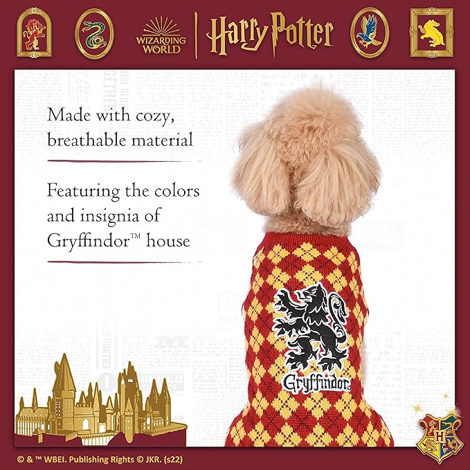 Harry Potter: Gryffindor Pet Sweater - Medium | Harry Potter Costumes for Dogs FF19070 | Harry Potter Dog Apparel & Accessories for Hogwarts Houses, Gryffindor Red