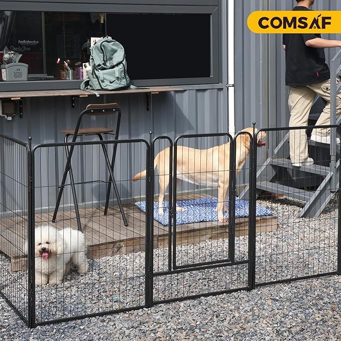 ComSaf Dog Playpen Outdoor, 40" Height 8 Panels Metal Dog Fence,Playpen for Large/Medium Dogs, Portable dog Playpen for Outdoor