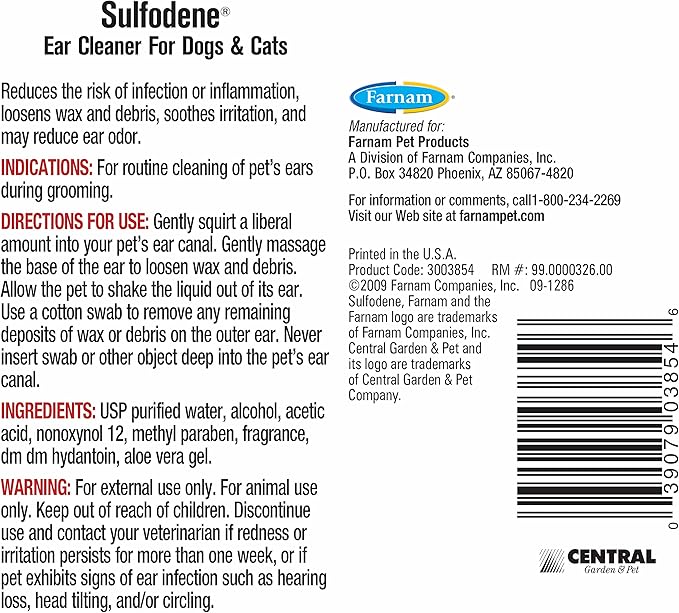 Sulfodene Ear Cleaner for Dogs & Cats 4oz
