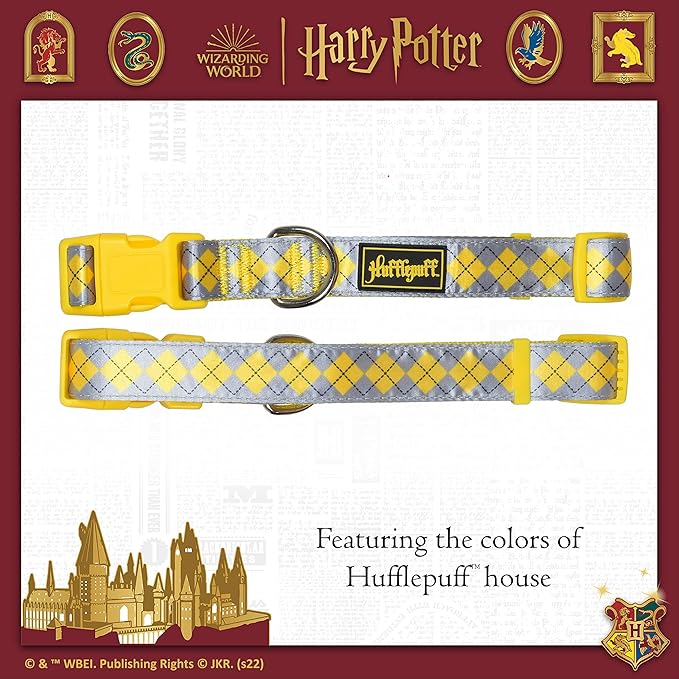 Harry Potter Hufflepuff Dog Collar in Size Large | Large Dog Collar, Harry Potter Dog Collar | Harry Potter Dog Apparel & Accessories for Hogwarts Houses, Hufflepuff