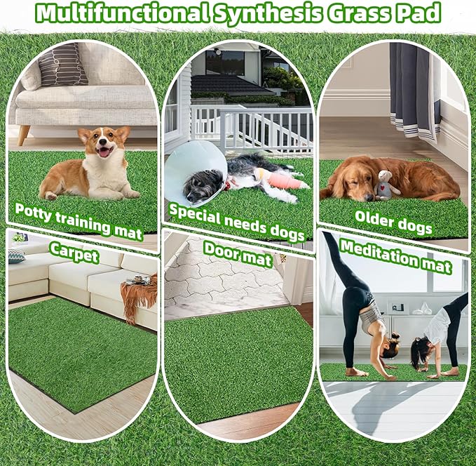 Loobani Dog Potty Grass Pad - 20.8x33.2 Artificial Grass Pee Pads for Dogs Potty Training Indoor Outdoor, Soft and Easy Cleaning Fake Grass Mat for Pets