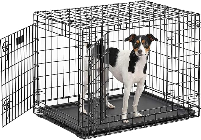 MidWest Homes for Pets Ultima Pro Series 30' Dog Crate | Extra-Strong Double Door Folding Metal Dog Crate w/Divider Panel, Floor Protecting 'Roller Feet' & Leak-Proof Plastic Pan
