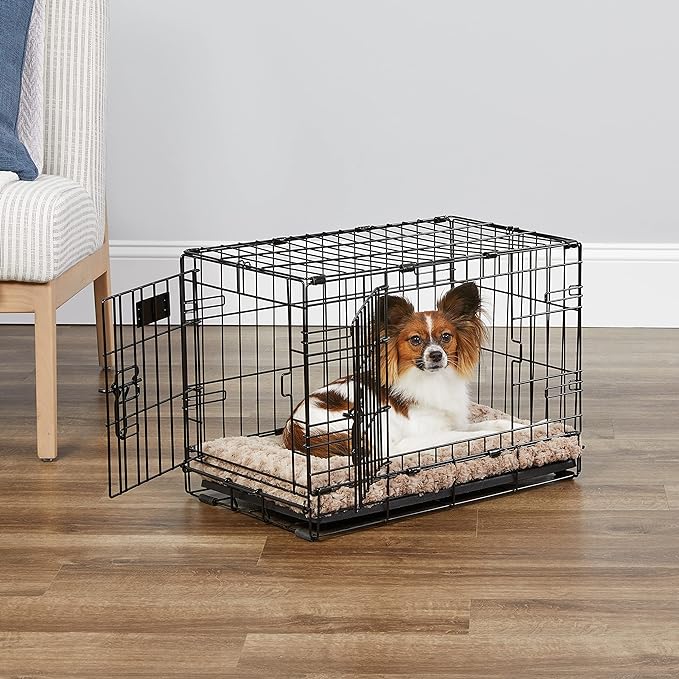 MidWest Homes for Pets Newly Enhanced Double Door iCrate Dog Crate, Includes Leak-Proof Pan, Floor Protecting Feet, Divider Panel & New Patented Features, Black