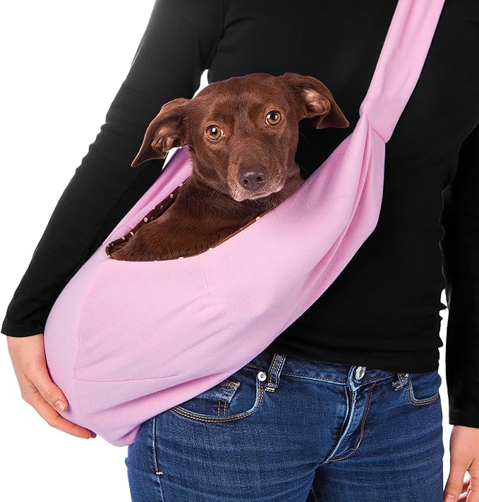 iPrimio Reversible Soft Pouch Dog & Cat Sling Carrier Bag - Hands Free Pet Carrier in Pink - Ideal for Cat Papoose Carrier Front, Puppy Sling, Pet Sling Carrier for Cats, and Cat Front Carrier