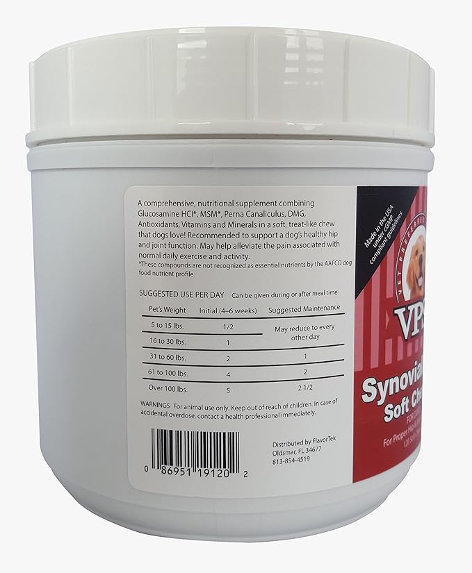 VPS SynovialMax Hip & Joint Soft Chews for Dogs, 120 count