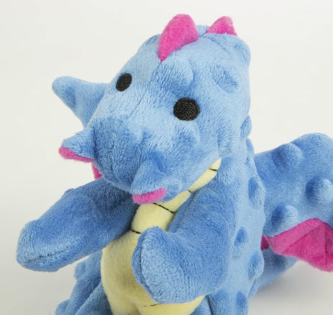 goDog Bubble Plush Dragons Squeaky Dog Toy, Chew Guard Technology - Periwinkle, Small