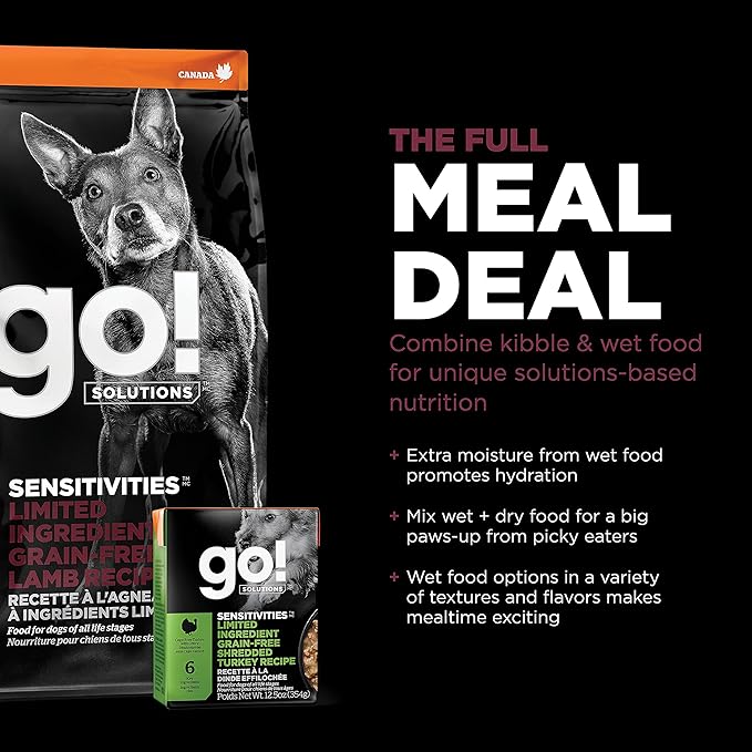 GO! SOLUTIONS Sensitivities – Lamb Recipe – Limited Ingredient Dog Food, 3.5 lb – Grain Free Dog Food for All Life Stages – Dog Food to Support Sensitive Stomachs