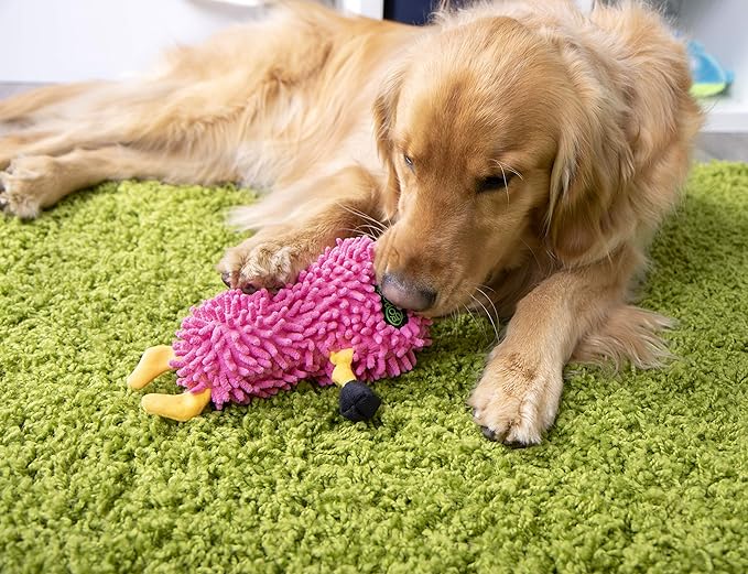 goDog Llamas Noodle Squeaky Plush Dog Toy, Chew Guard Technology - Pink, Small