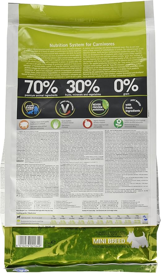5.5-Pound Natural And Delicious Wild Boar Grain-Free Formula Dry Dog Food, Kibble Size: Small Bites