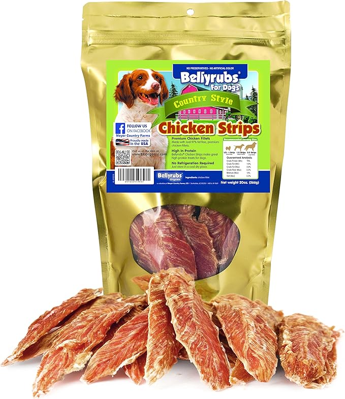 Country Style Chicken Strips for Small to Large Dogs | Real Chicken Fillet Sticks | All-Natural Gluten & Grain Free Chicken Jerky Treats | High Protein Dog Training Chews | USA Made