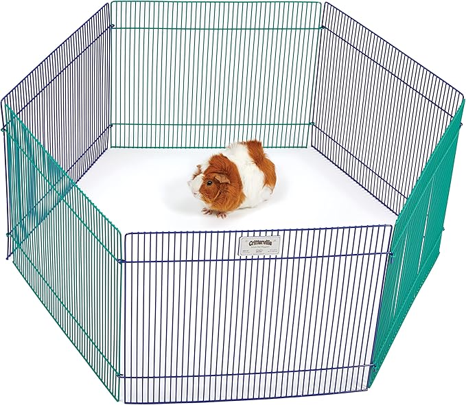 MidWest Homes for Pets Small Animal Pet Playpen /Exercise Pen, Blue and Green,1 Count (Pack of 1), Small Animal Playpen.