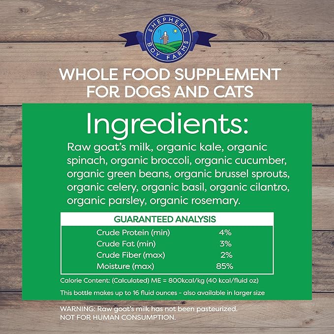 Freeze Dried Raw Goats Milk with Probiotics for Dogs & Cats (Super Greens), Organic USA Veggies & Fruits, High Protein, Digestible Goat Milk Powder, Dog & Cat Food Toppers