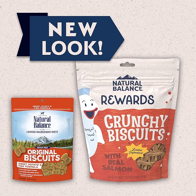 Natural Balance Limited Ingredient Rewards Crunchy Biscuits, Grain-Free Dog Treats for Adult Dogs of All Breeds, Salmon & Sweet Potato Recipe, 28 Ounce (Pack of 1)
