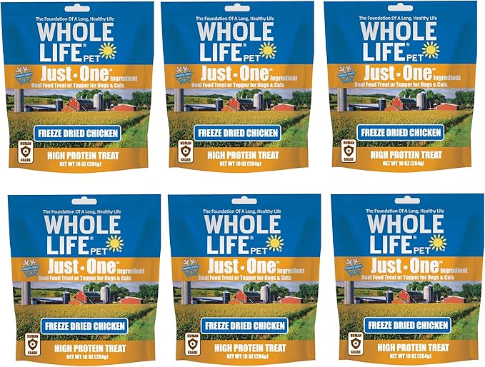 Whole Life Pet Just One Chicken Dog and Cat Value Packs - Human Grade, Freeze Dried, One Ingredient - Protein Rich, Grain Free, Made in The USA