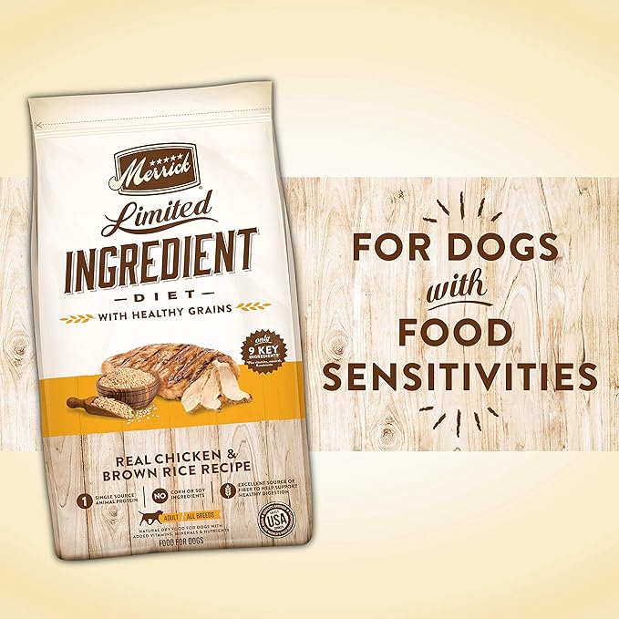 Merrick Limited Ingredient Diet Dry Dog Food Real Chicken & Brown Rice Recipe with Healthy Grains - 22 lb. Bag