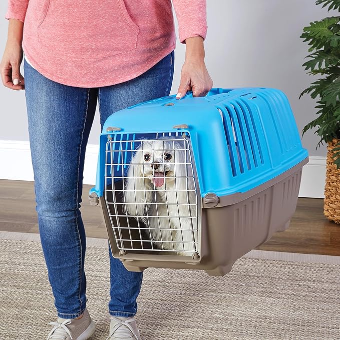 MidWest Homes for Pets Spree Travel Pet Carrier, Dog Carrier Features Easy Assembly and Not The Tedious Nut & Bolt Assembly of Competitors, Blue, 24-Inch Small Dog Breeds (1424SPB)