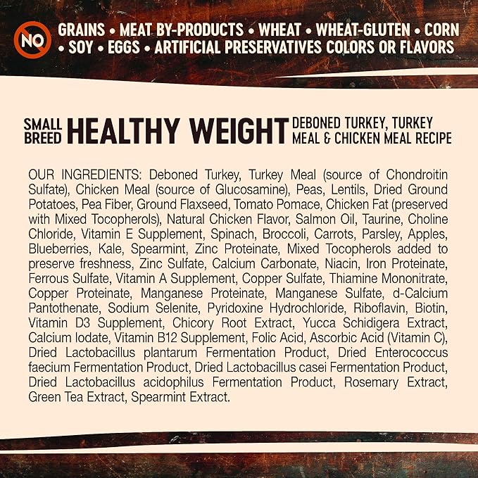 Wellness CORE Natural Grain Free Dry Dog Food, Small Breed Healthy Weight, 4-Pound Bag